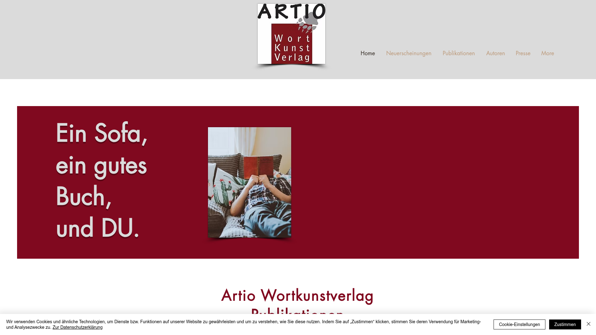 Website-Screenshot Artio Wort Kunst Verlag