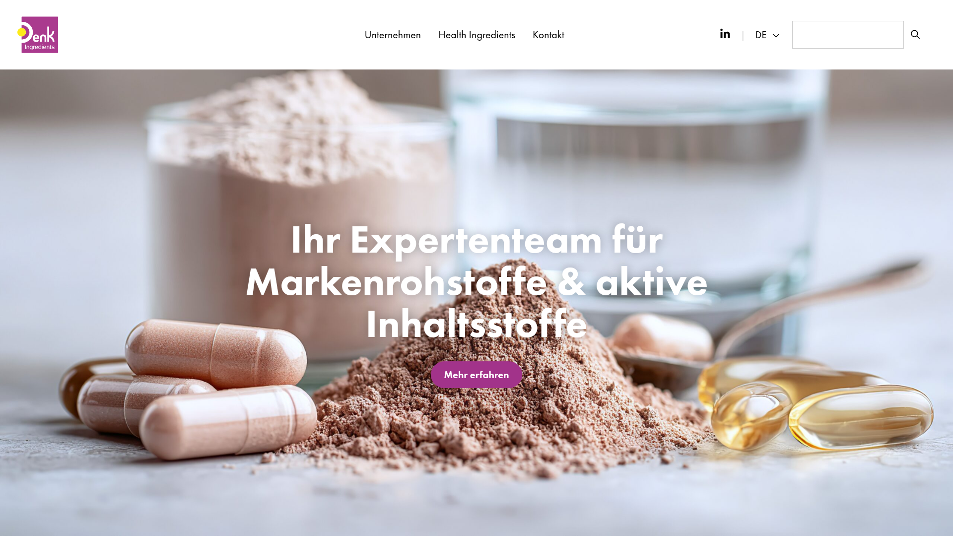 Website-Screenshot Denk Ingredients