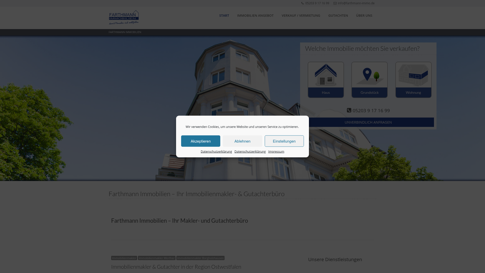 Website-Screenshot Farthmann Immobilien