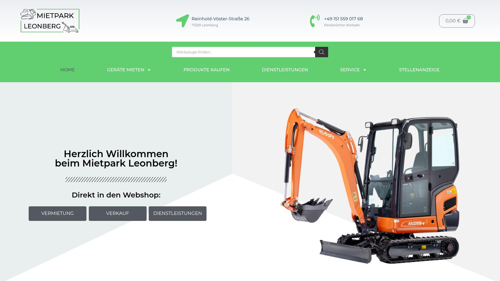 Website-Screenshot Mietpark Leonberg
