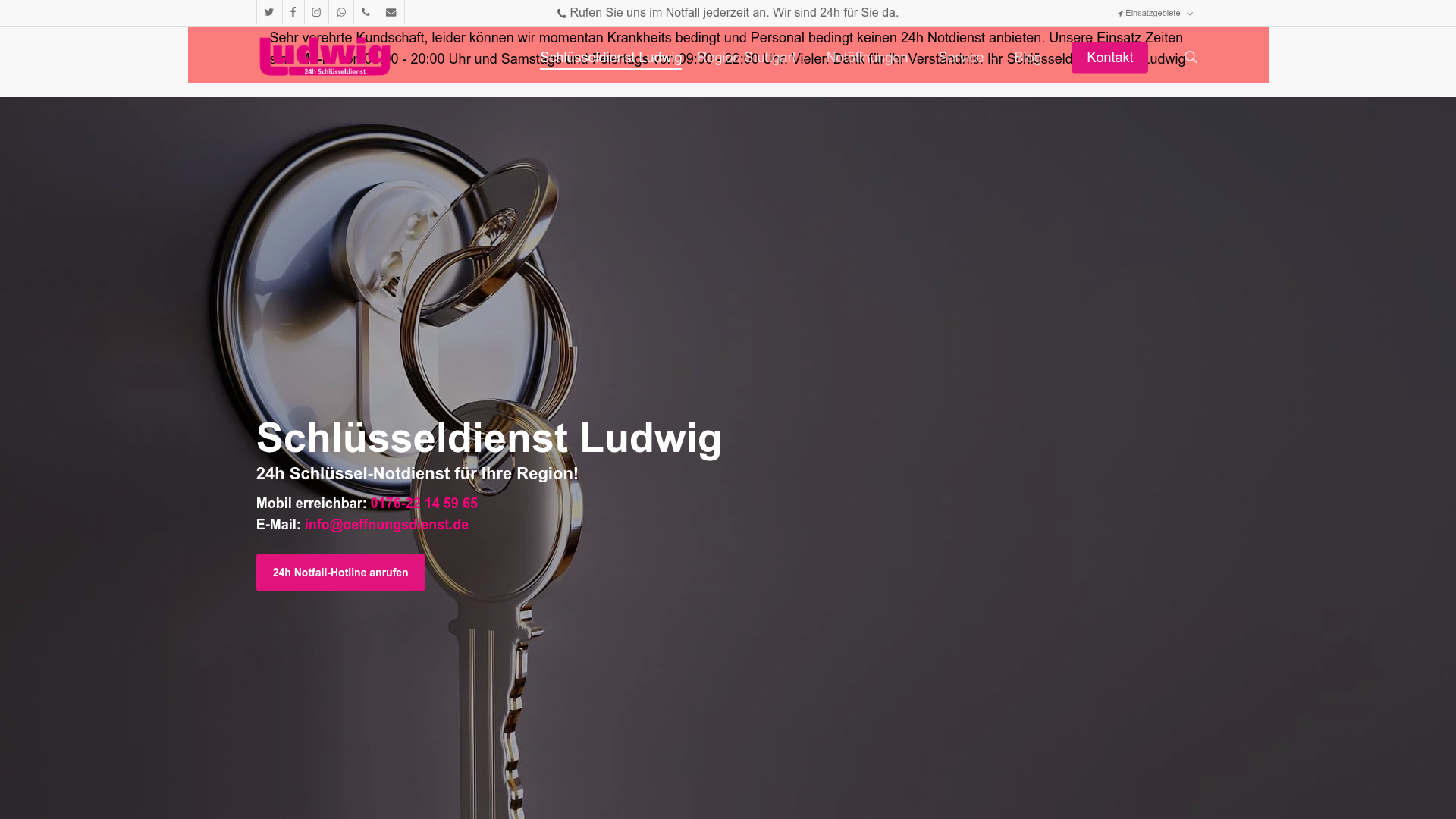 Website-Screenshot Schlüsseldienst Ludwig