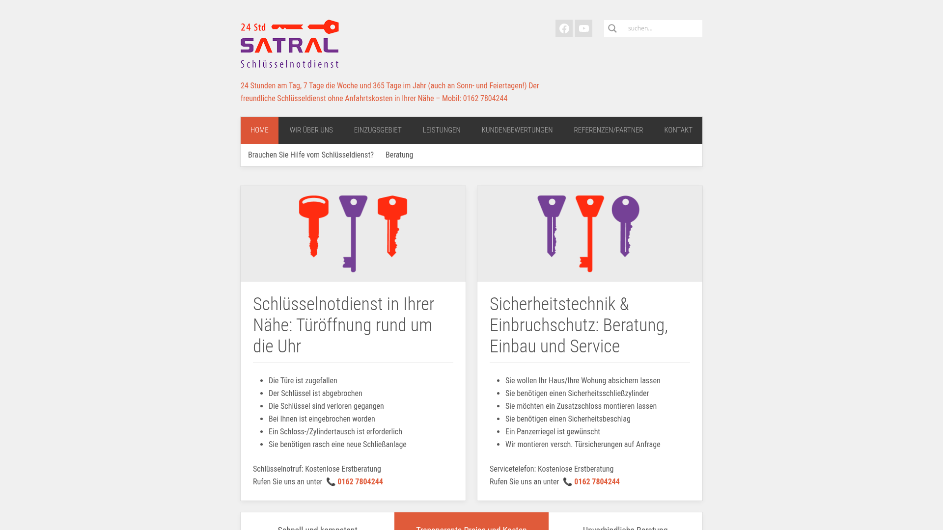 Website-Screenshot Schlüsseldienst SATRAL