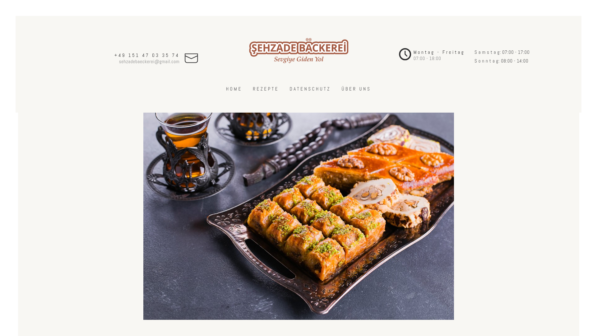 Website-Screenshot Sehzade Bäckerei