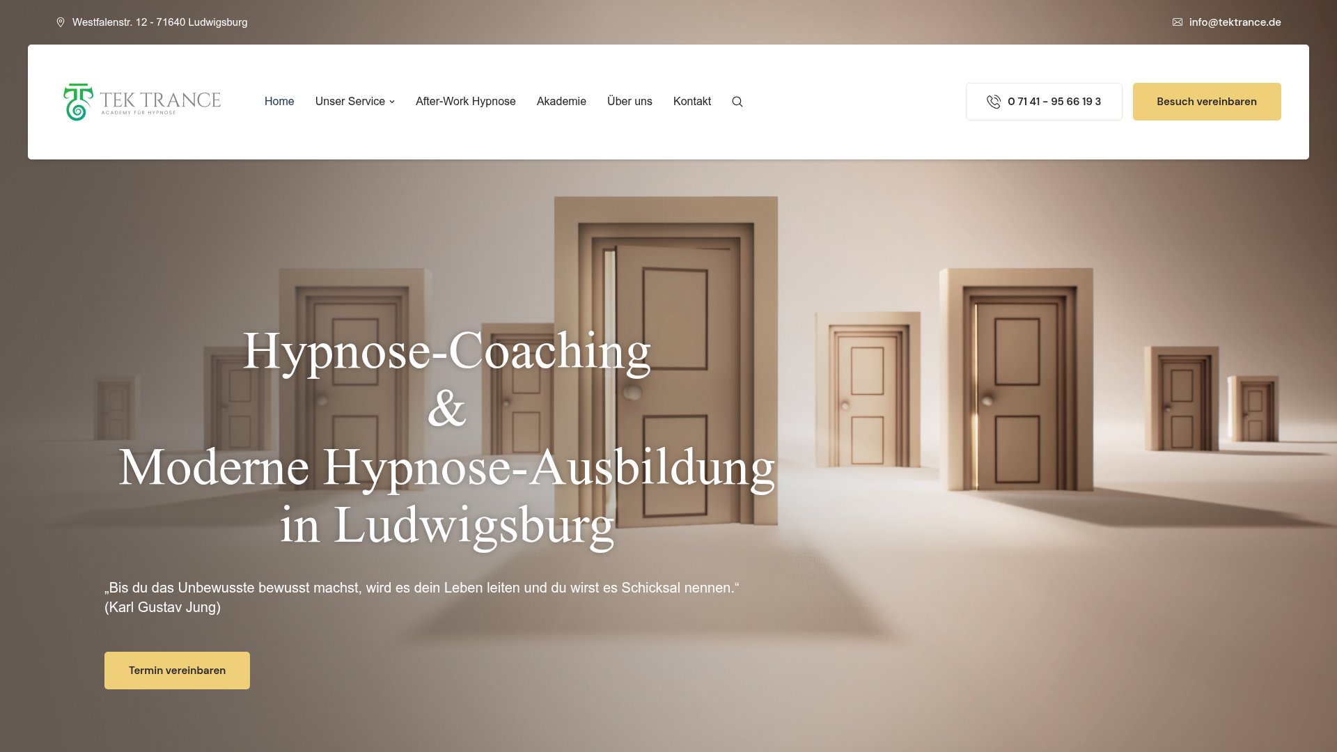 Website-Screenshot tektrance Hypnose Coaching
