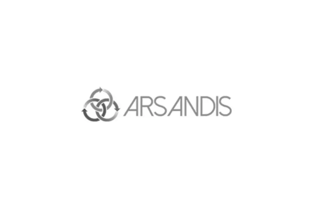 Arsandis Firmenlogo mit grauem Symbol