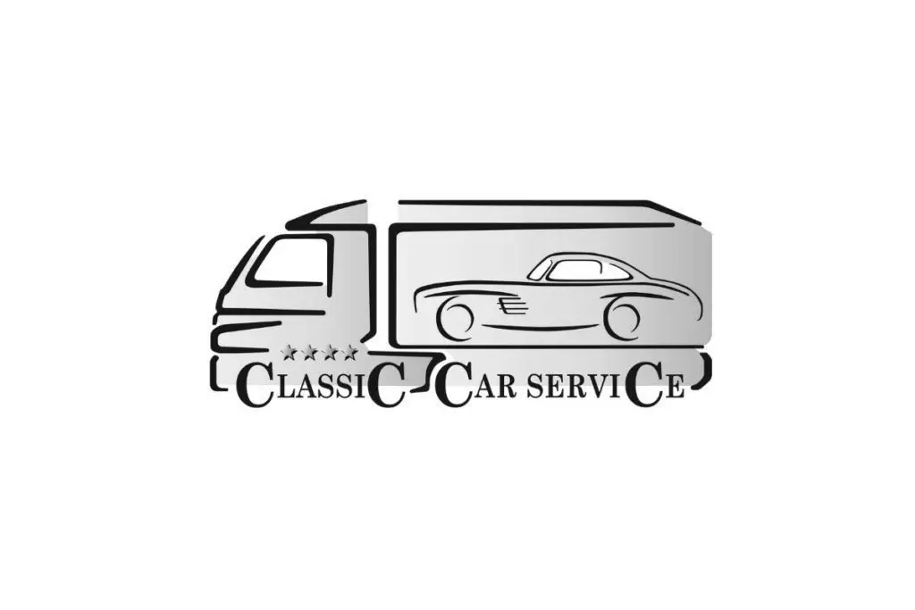 Logo f&uuml;r klassischen Autoservice mit LKW und Auto