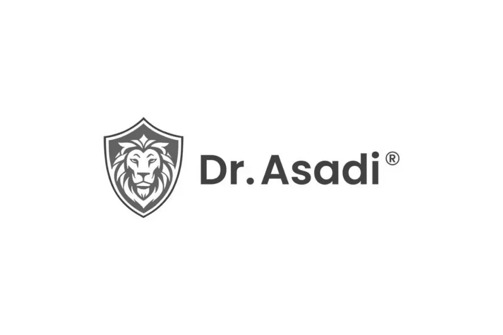 Dr. Asadi Logo mit L&ouml;wenemblem