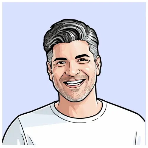 Illustration eines lächelnden Mannes mit grauen Haaren