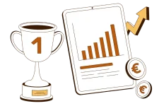 Finanzwachstum und Erfolg mit Troph&auml;e und Diagramm