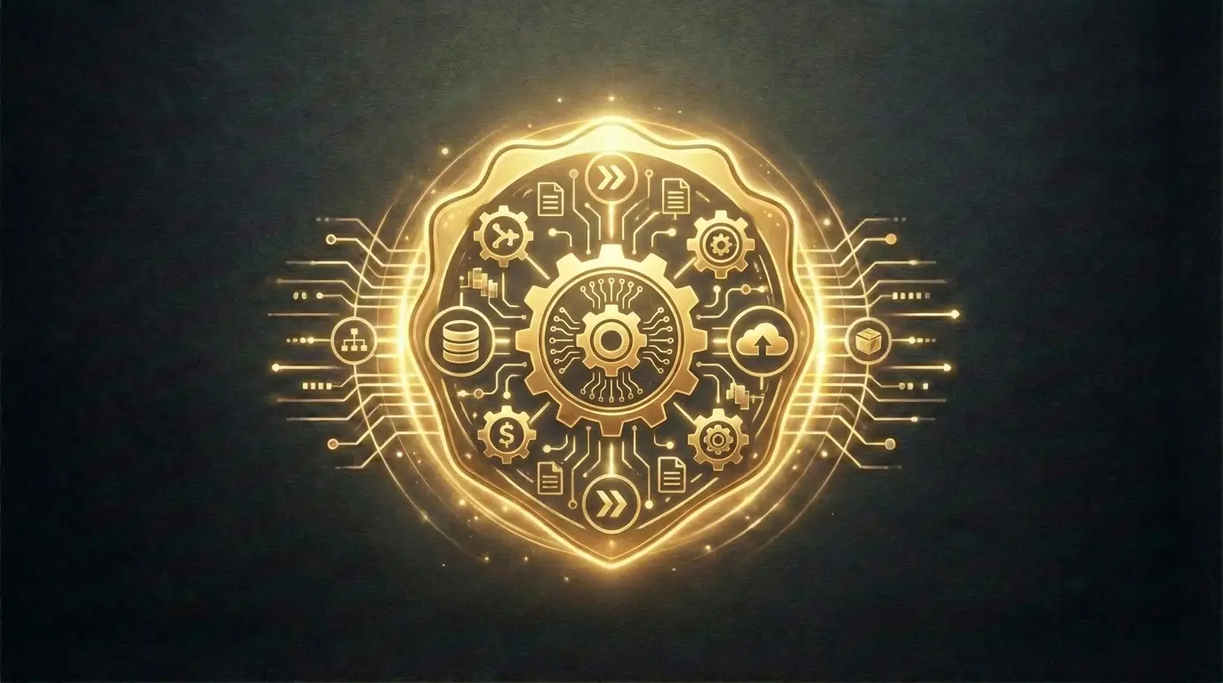 Goldenes digitales Technologie- und Netzwerksymbol